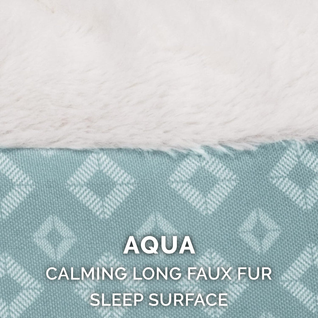 Furhaven Replacement Donut Dog Bed Cover Plush & Diamond Print Calming Cuddler, Machine Washable - Aqua, Large