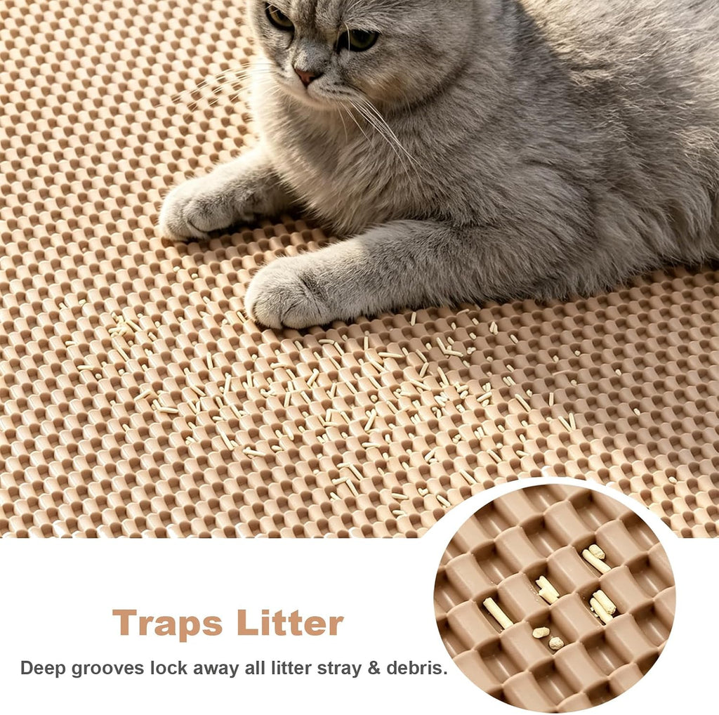 Cat Litter Mat, 23" x 17" Trap Mat for Litter Box, Cut‑to‑Fit for Any Space