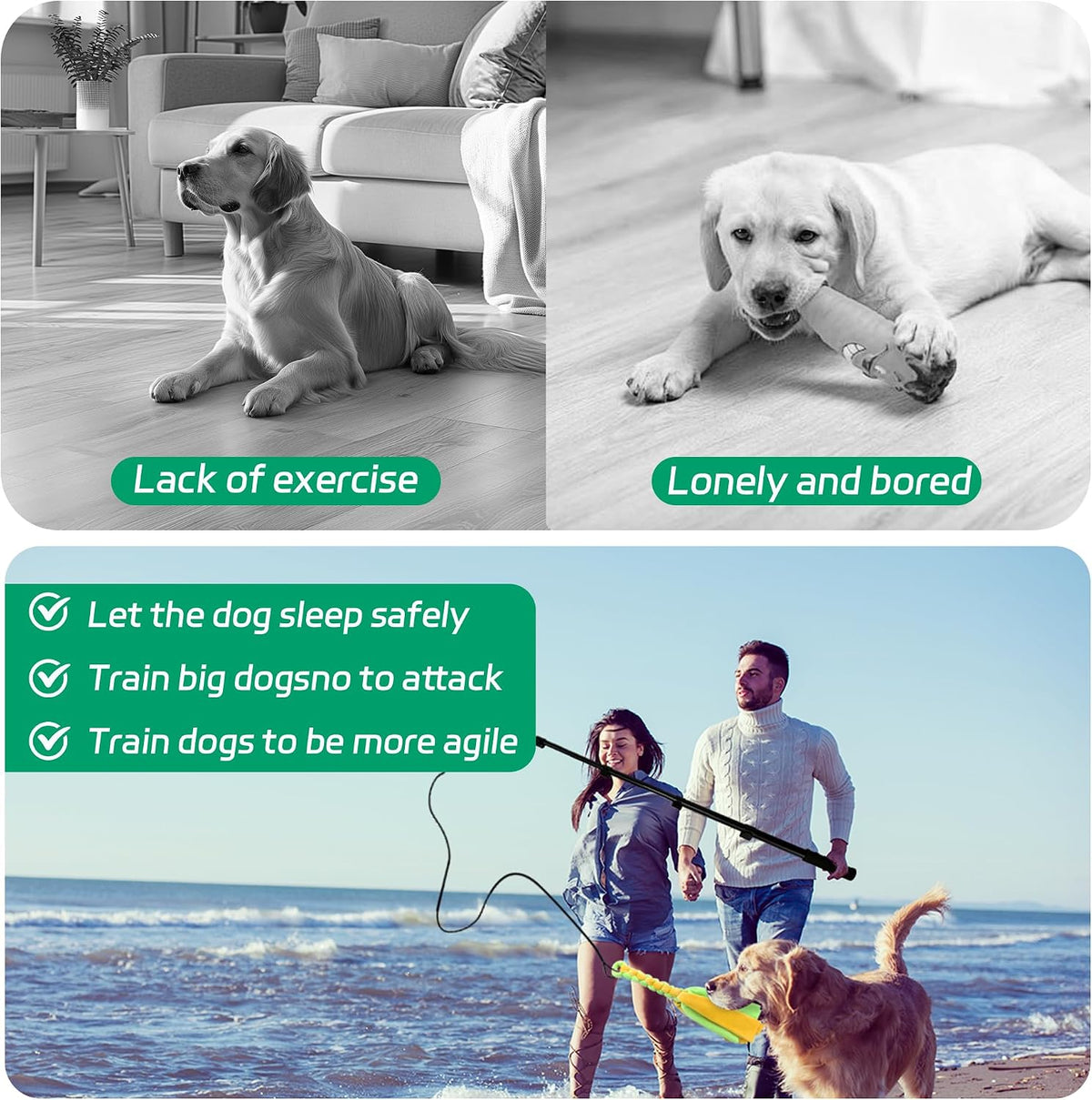 Flirt Pole for Dogs, Interactive Toys Tug-of-war for Dogs, Five-Section Retractable Adjustable Length,for Outdoor Exercise & Training for Small Medium Large Dog