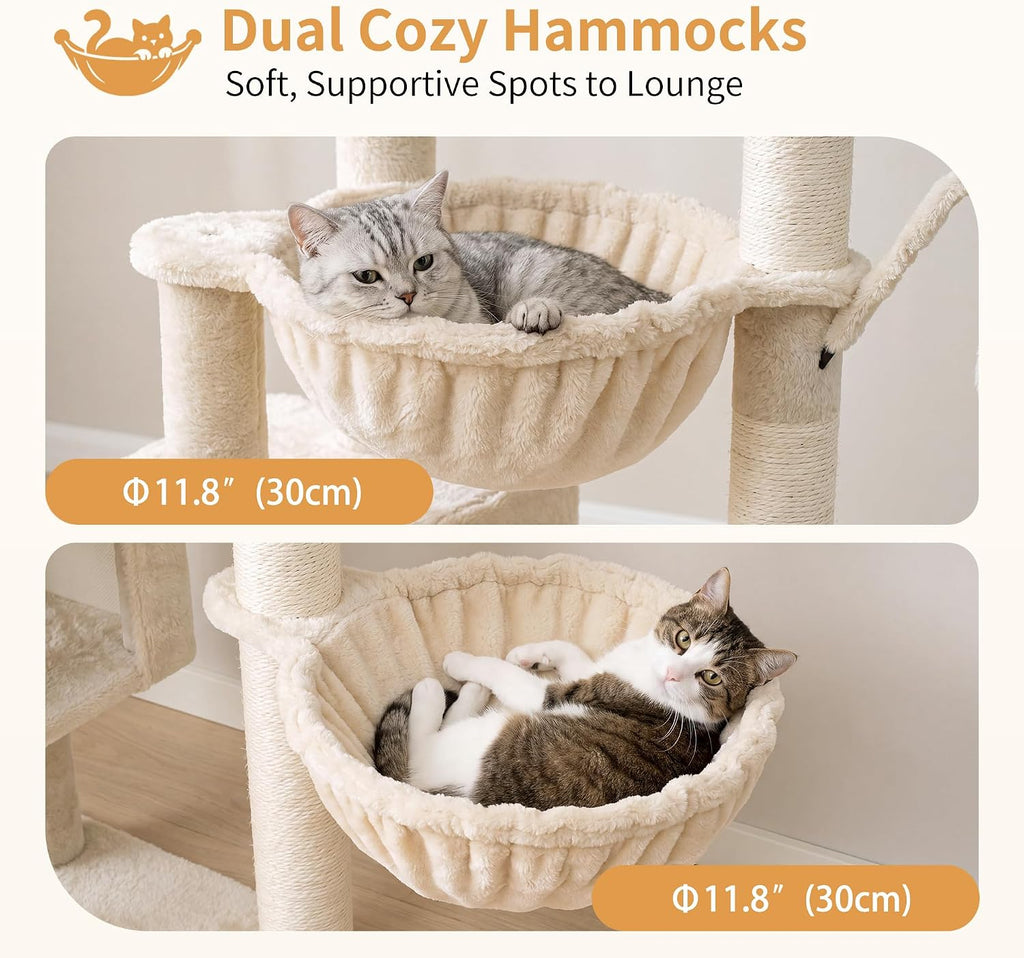 Heybly Cat Tree, 39" Tower with All-Sisal Wrapped Scratching Post HCT006SM
