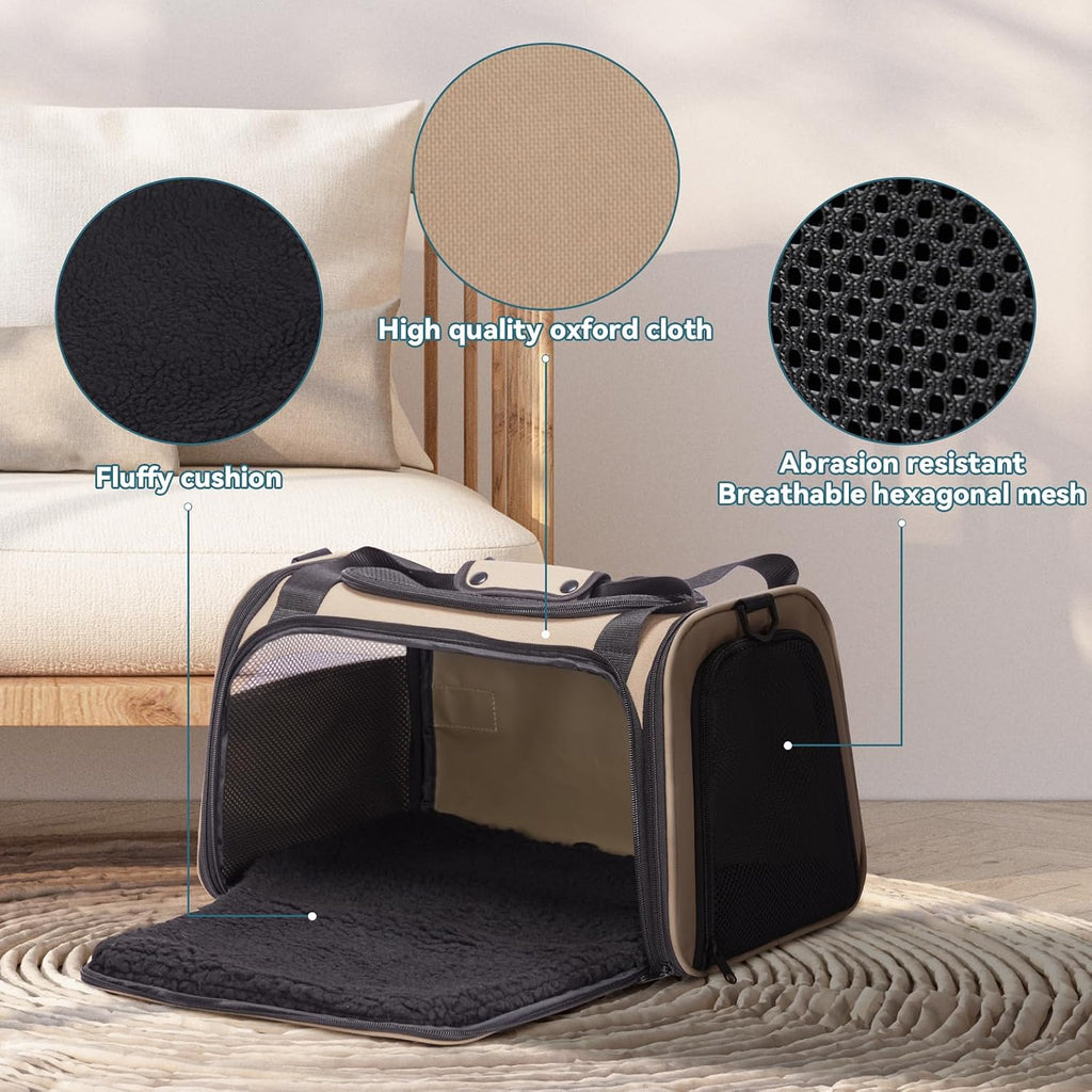 PETSFIT Pet Carrier for Cat, Small Dogs, Khaki