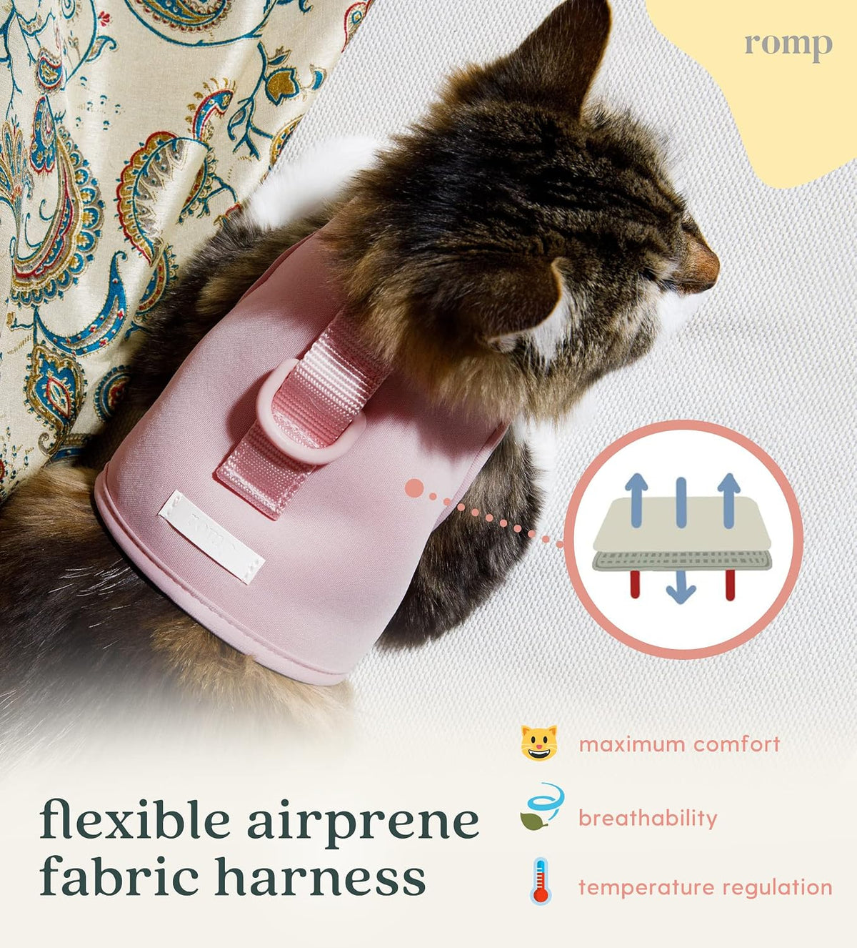 Cat Harness, Collar & Leash Set - Escape Proof Adjustable Choke Free Velcro Harness Vest for Walking Cats & Kittens (Powder Pink, Medium)