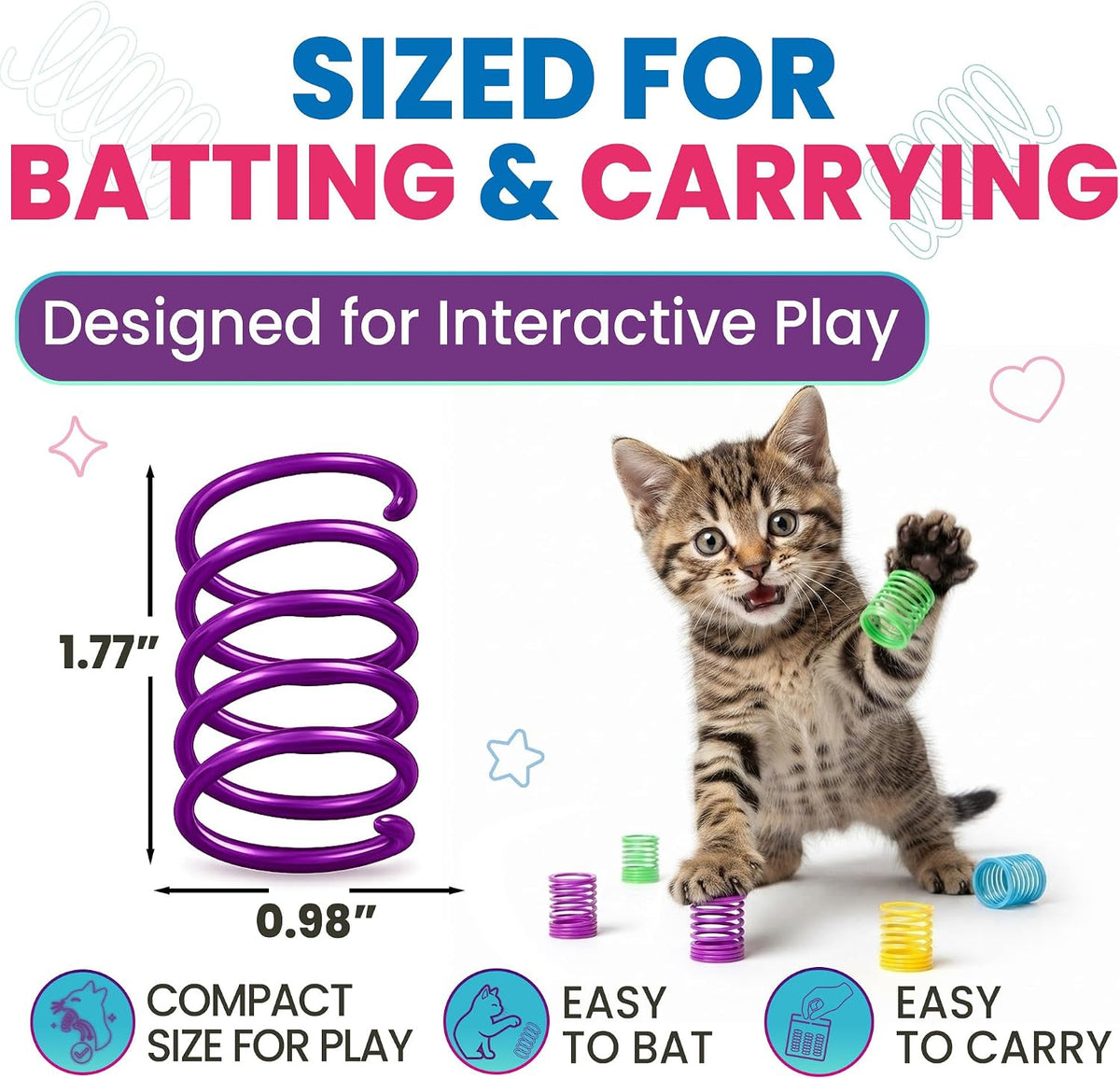 HA SHI 160pc Cat Spring Toys - Spiral Coils for Indoor Cats & Kittens