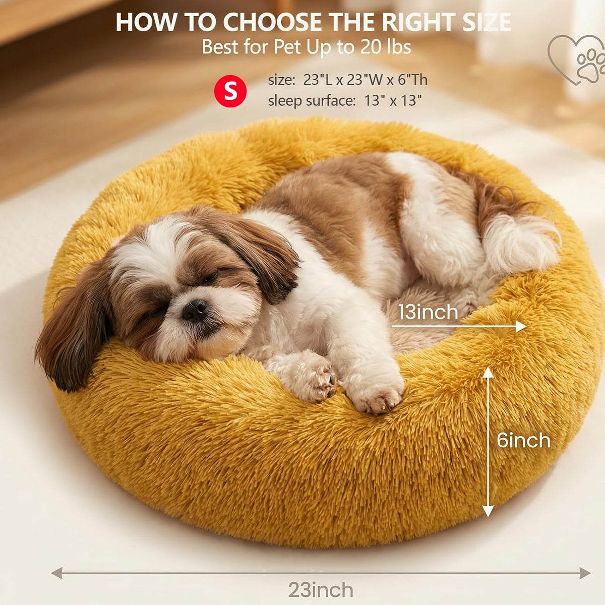 nononfish Cozy Dog Bed for Small Dogs,Plush Calming Pet Bed