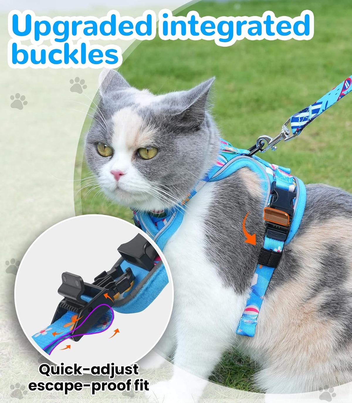 Halypet Cat Harness and Leash Set, Escape Proof Adjustable Harness