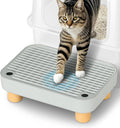 Litter Box Step, Litter Box Ramp/Catcher with Wooden Base, Anti-Tracking & Easy to Clean, Ideal for Small & Elderly Cats 11.8"x7.9"x3.6" (Gray)