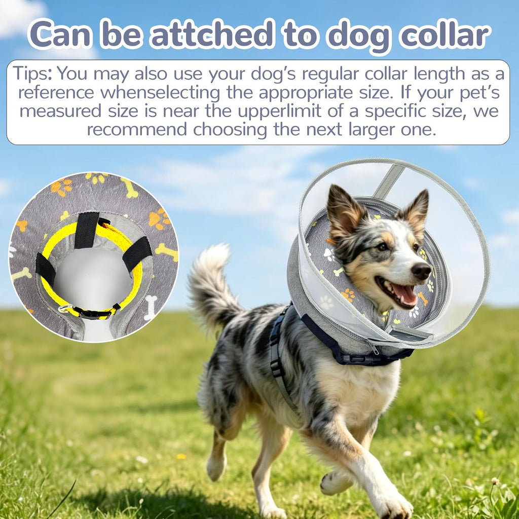 Inflatable Dog Cone Collar with Anti-Licking Clear Shield, for Dogs Cats