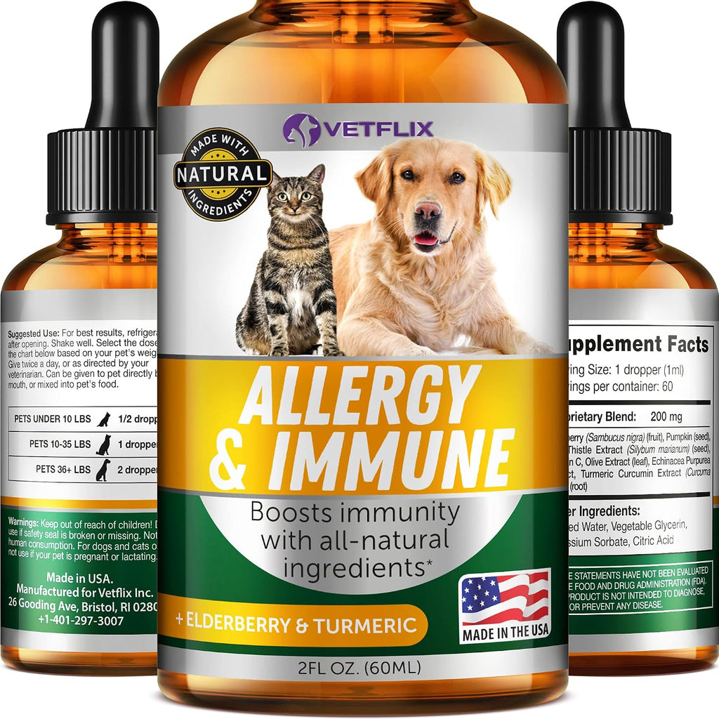 Allergy and Immune Supplement for Dogs and Cats, Anti Itch Drops, 2 Fl Oz