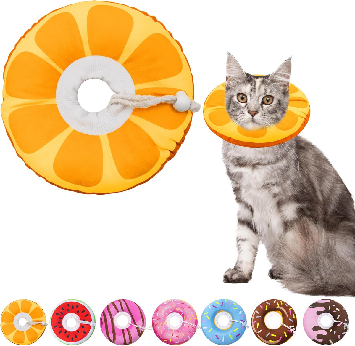 Seyezo Cat Cone Collar Soft, Adjustable Cat Recovery Cone, Orange, Medium