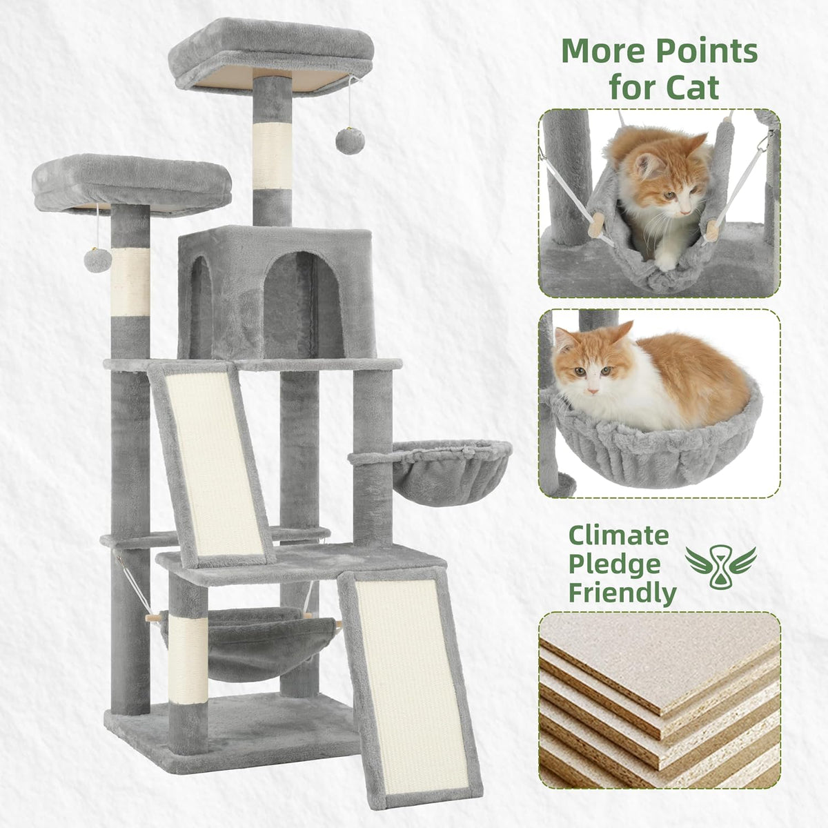 Gitelsnour Cat Tree Tower Multi-Level with 2 Scratching Boards, GCT022W