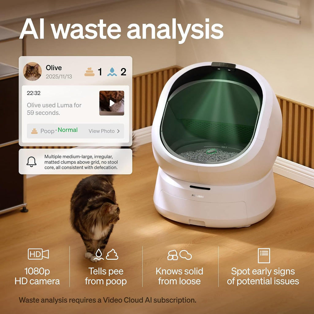 PETLIBRO Automatic Litter Box with Accessories Kit & 90-Day AI Trial, Large Open-Top Self Cleaning Litter Box with AI-Camera Waste Analysis, Multi-Cat Recognition, Usage Tracking and Auto Odor Control