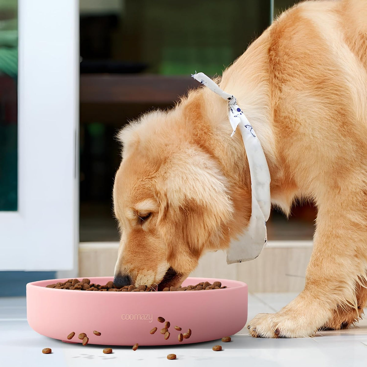 Coomazy Extra Large Slow Feeder Bowl, Silicone Dog Bowl with Suction Cups