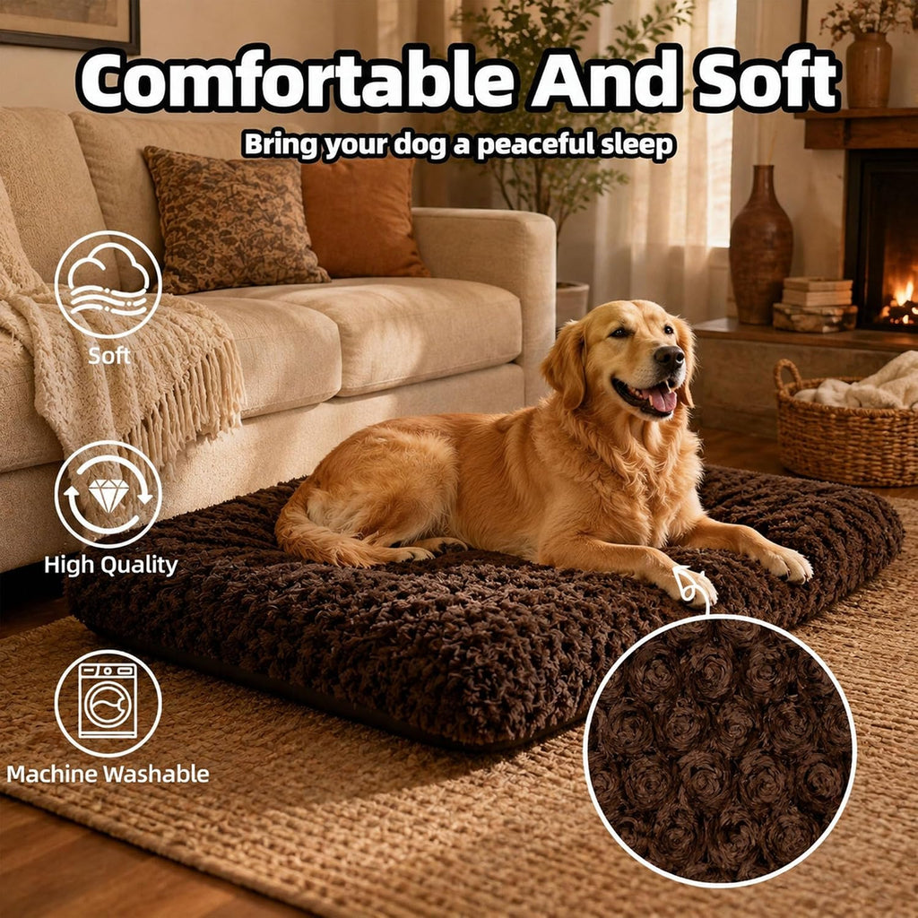 Dog Bed Large Size, Plush Washable Pet Bed Mat, Dog Crate Bed 35"x23"