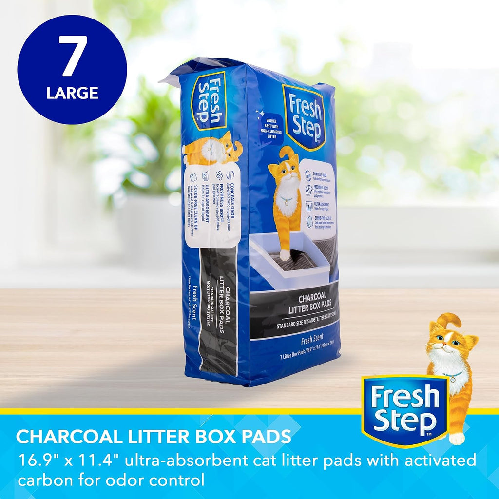 Fresh Step Charcoal Cat Litter Box Pads, Activated Carbon, 7 Count