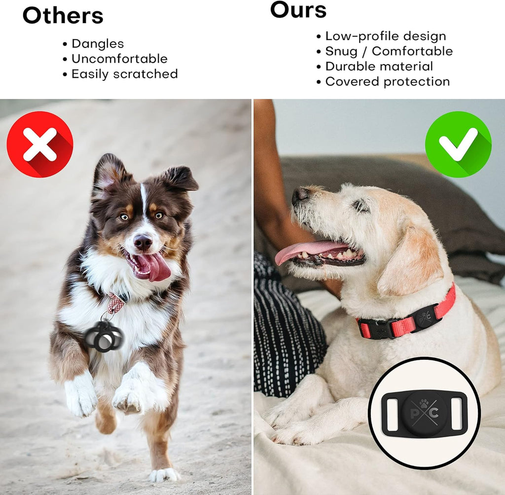 Pup Culture Compatible with AirTag Dog Collar Holder | Durable Protective Case to Help Track Your Pup | for Dog & Cat Collars - Grey 2 Pack