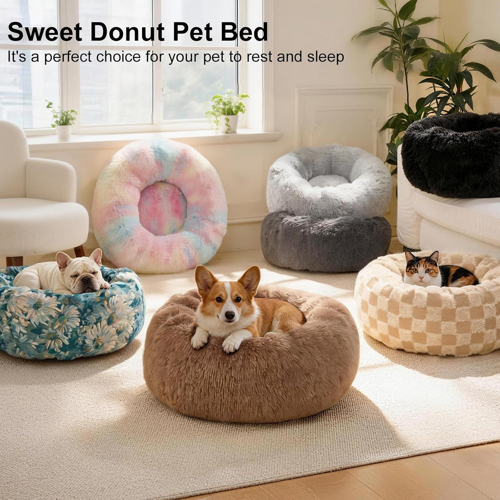 Dog Calming Beds for Large Dogs Round Donut Washable Large Sized Dog Bed