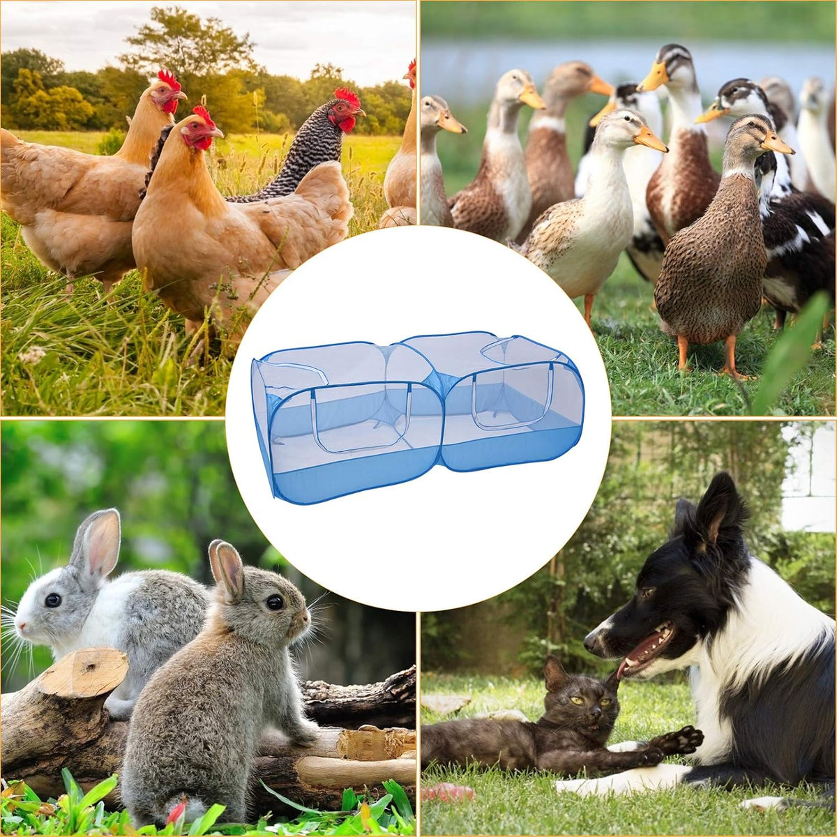 Jhua Small Animal Playpen Pet Cage Tent Large Chicken Run Coop 73"x36"x25"