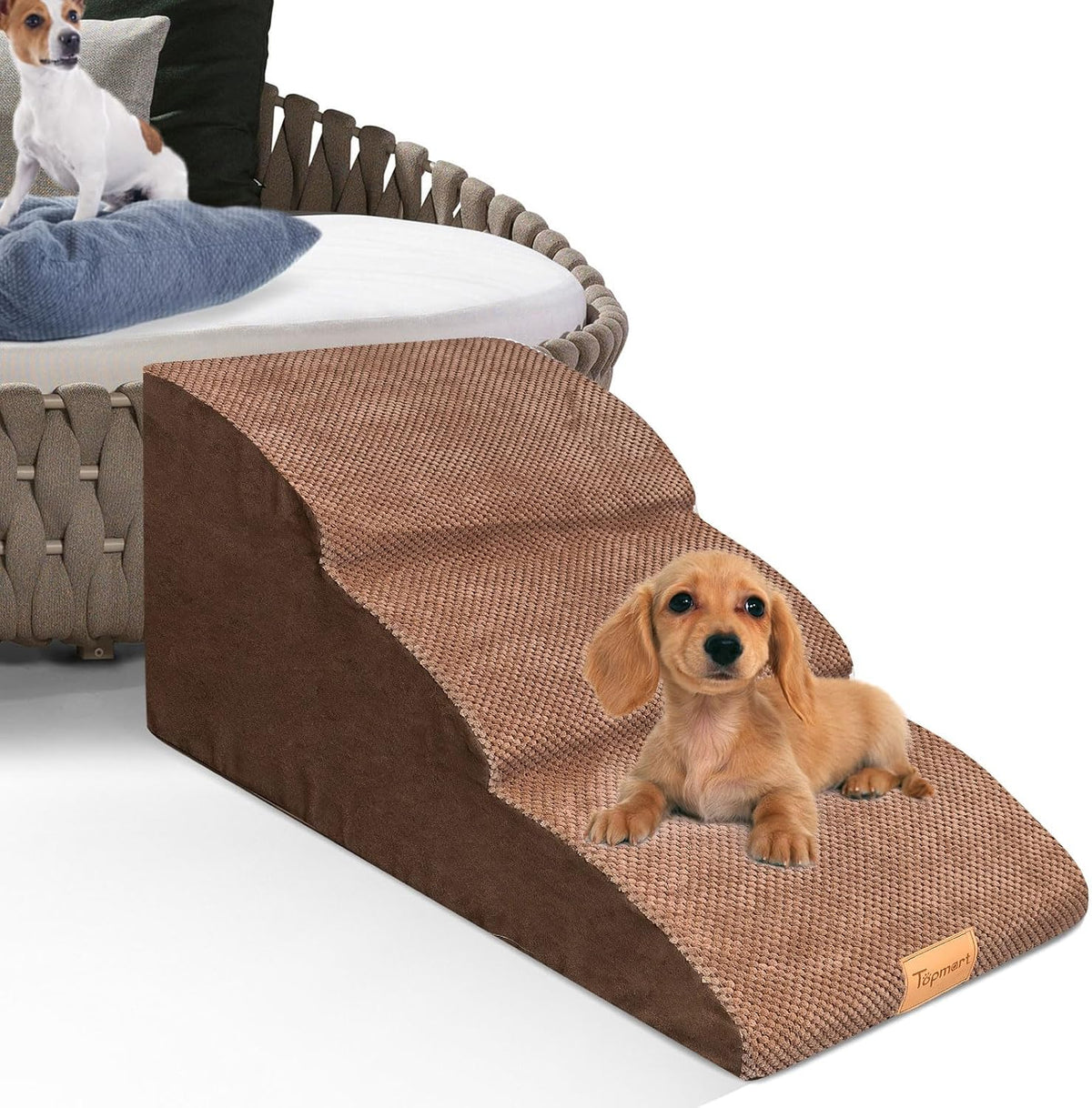 Topmart High Density Extended Foam Dog Ramp&Steps 3 Tiers,15.7" High