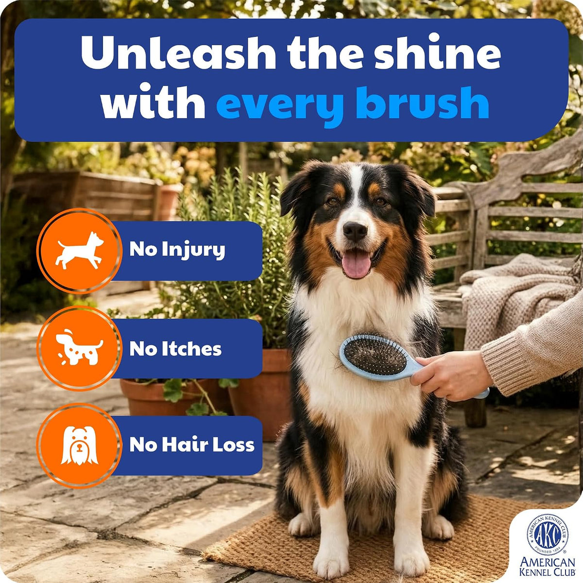 AKC 2-in-1 Grooming Brush for Dogs & Cats, Deshedding & Detangling | Dense nylon bristles remove loose hair from short- and long-coat dogs and cats of all breeds.