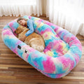 WROS Human Dog Bed for Adult, 71"x45"x12" Giant Calming Nest Beds, Rainbow