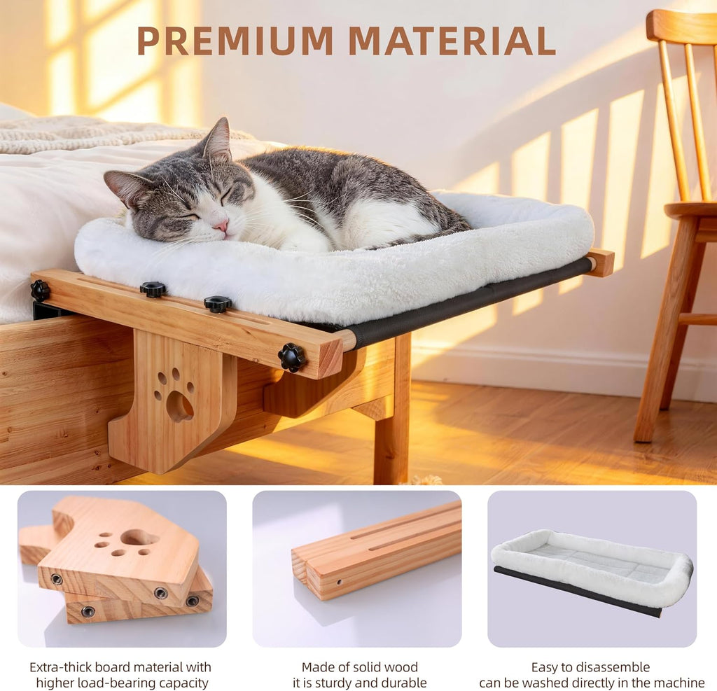 ESPETS Large Cat Window Perch, Kitten Window Hammock for Napping(White)