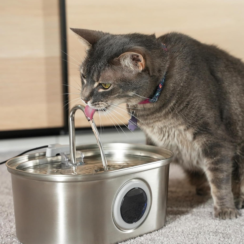 PawsPik SS-01 Stainless Steel Faucet-Design Cat Fountain 108.2 oz