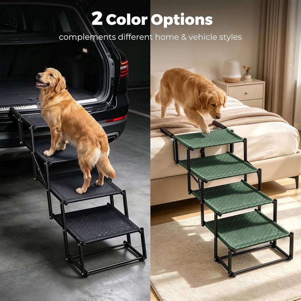 4‑Step Dog Stairs for Car Trunk, 17" Wide Foldable Lightweight Pet Stairs