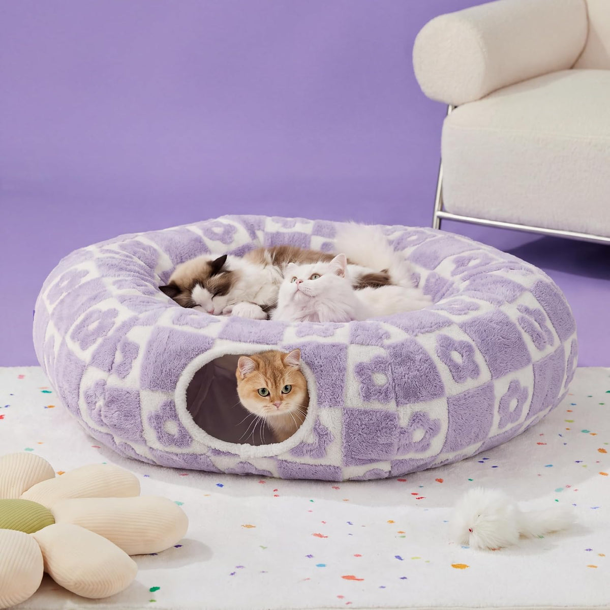 Lesure Donut Cute Jacquard Large Cat Tunnel Bed Kitten Toys for Dog Bunny