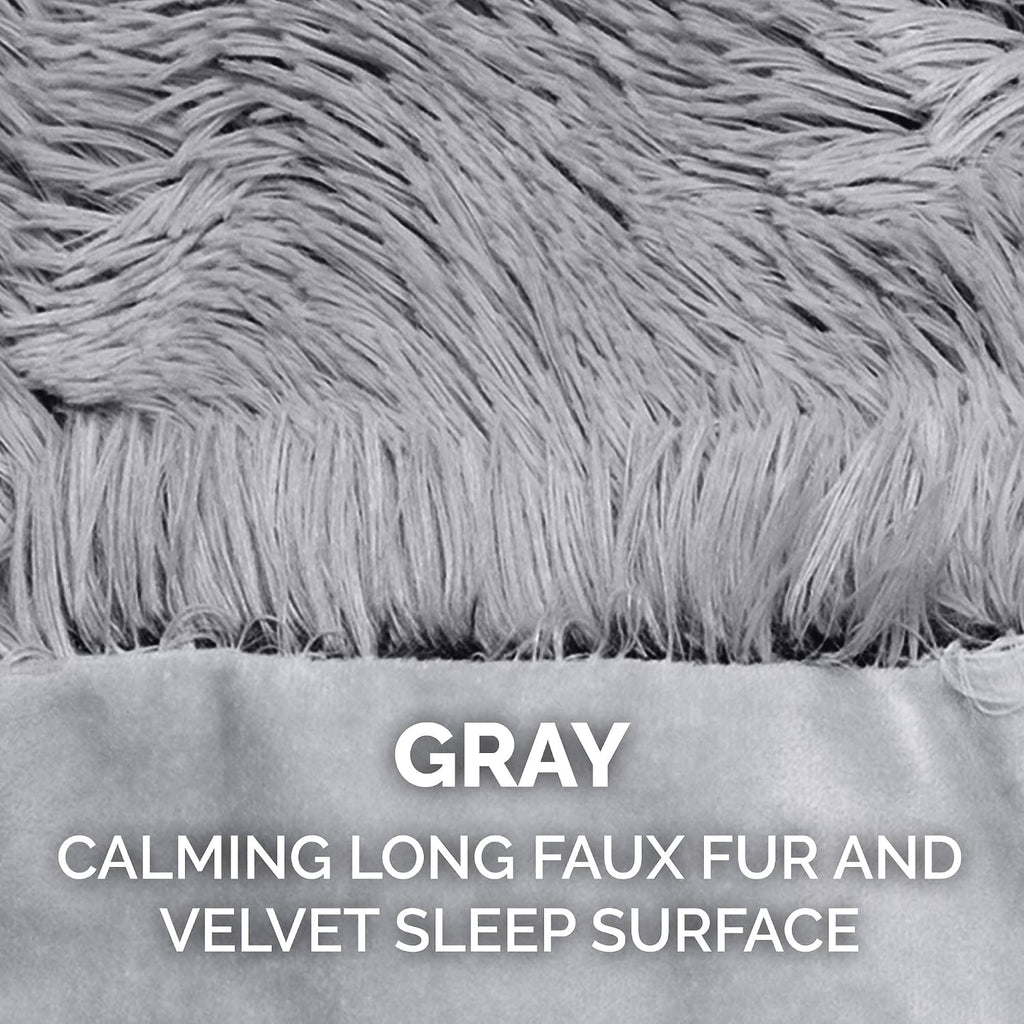 Furhaven Waterproof Throw Blanket for Dogs & Indoor Cats, Reversible Protective Pet Blanket, Small, Long Faux Fur & Velvet, Gray