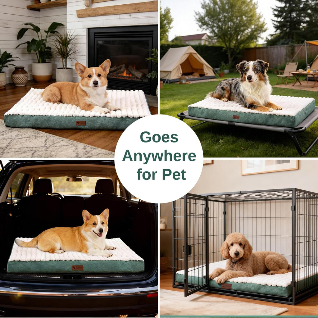 Orthopedic Dog Bed for Large Dogs,Firm Egg Crate Foam,Non-Slip Bottom,Green