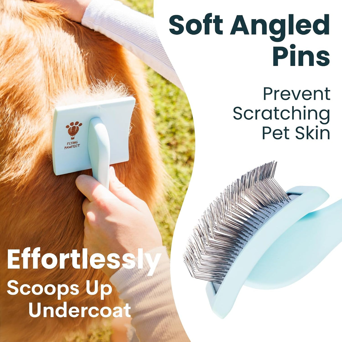 Pet Slicker Brush With Soft Massage Grooming Stainless Steel Pins - For Dematting, Shedding Fur, and Undercoat - Ideal Gift for Professional Pet Groomers - Long Slicker Brush