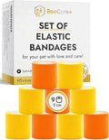 Self-Adhering Elastic Dog Bandages for Wounds – Cat & Dog Bandage Prevents Licking and Scratching – Made from Natural Rubber Latex, the Wrap Sticks to Itself – Set of 9 x 5 cm Rolls