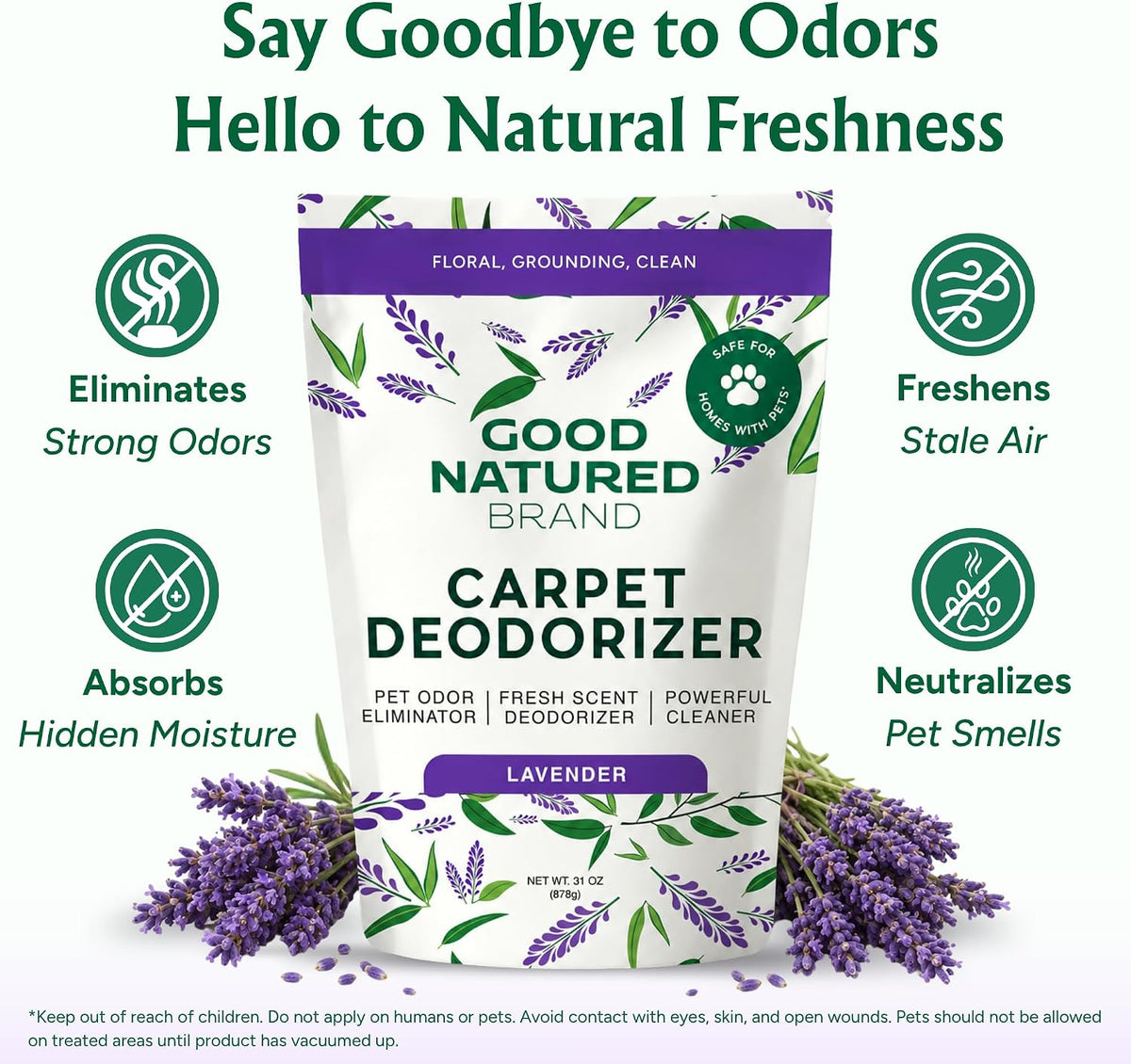 Good Natured Brand Carpet Deodorizer & Pet Odor Eliminator Powder, 31oz