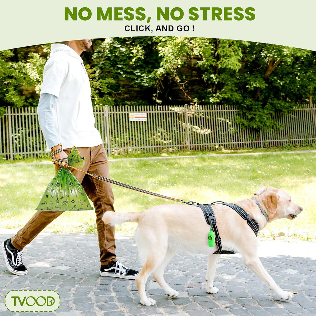Thick Dog Poop Bags Rolls - Strong Leak Proof with 2 Dispensers 420 Count | Scented Odor Control Doggie Poop Bags 13 x 9 in for All Breeds - for Daily Walks Outdoor Cleanup (Green)