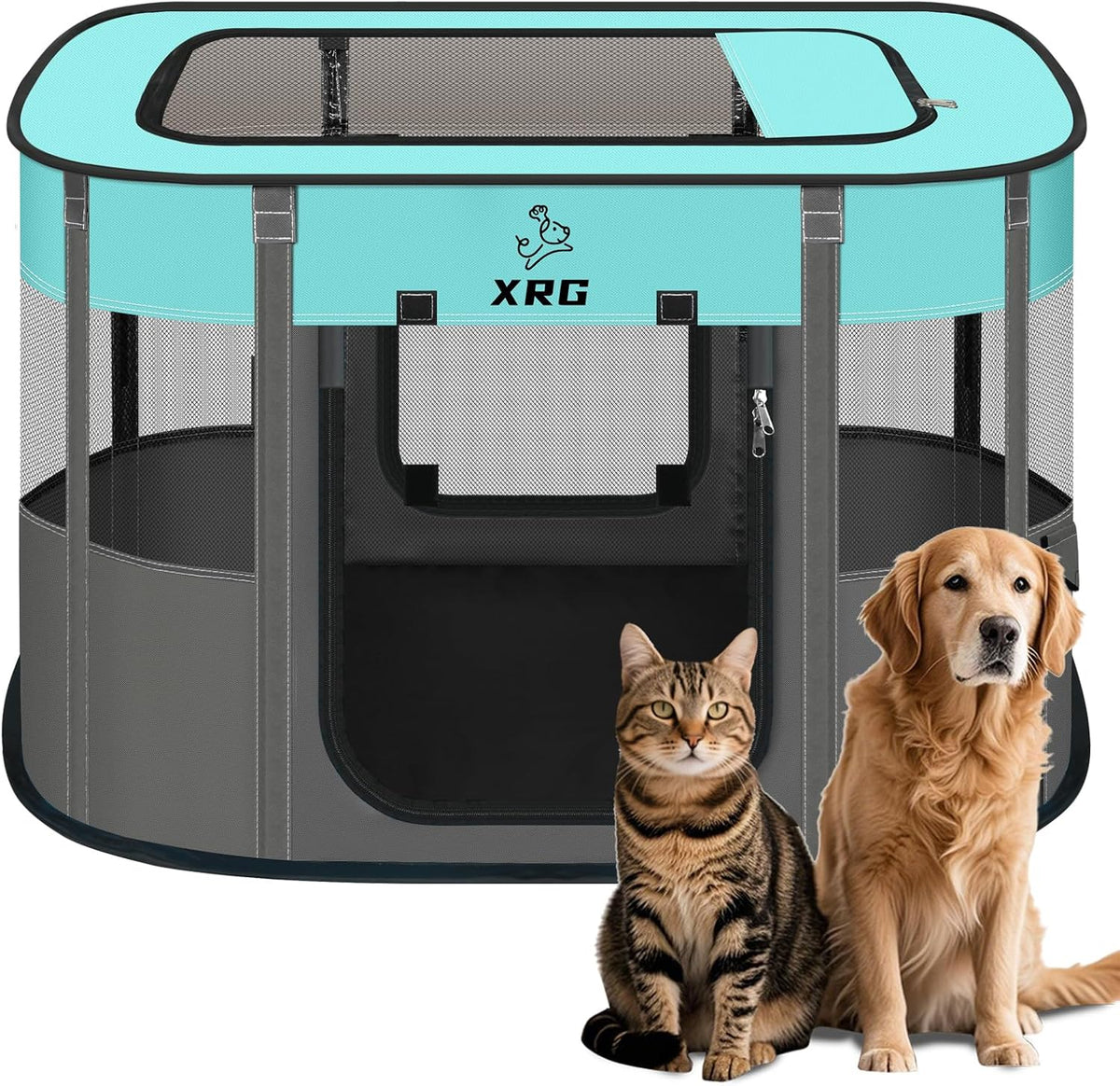 XRG Foldable Pet Playpen，Indoor Cat cage Puppy Crates M(31.5"x23.6"x21.7")