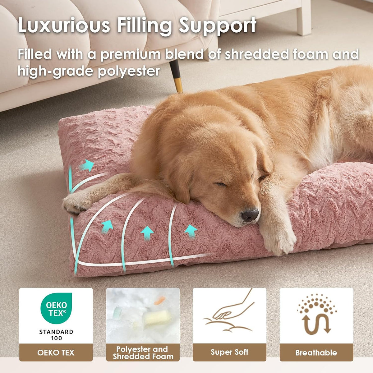 EHEYCIGA Washable Dog Beds for Small Dogs, 23x18 Inch Pet Bed, Pink