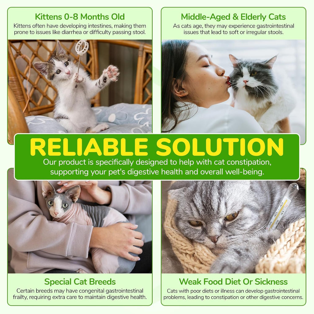 Cat Constipation Relief, 100% Natural Cat Laxative, Liquid Stool Softener for Cats with 6 Probiotics, Promotes Digestive & Gut Health, Roast Chicken Flavor, 2 fl oz