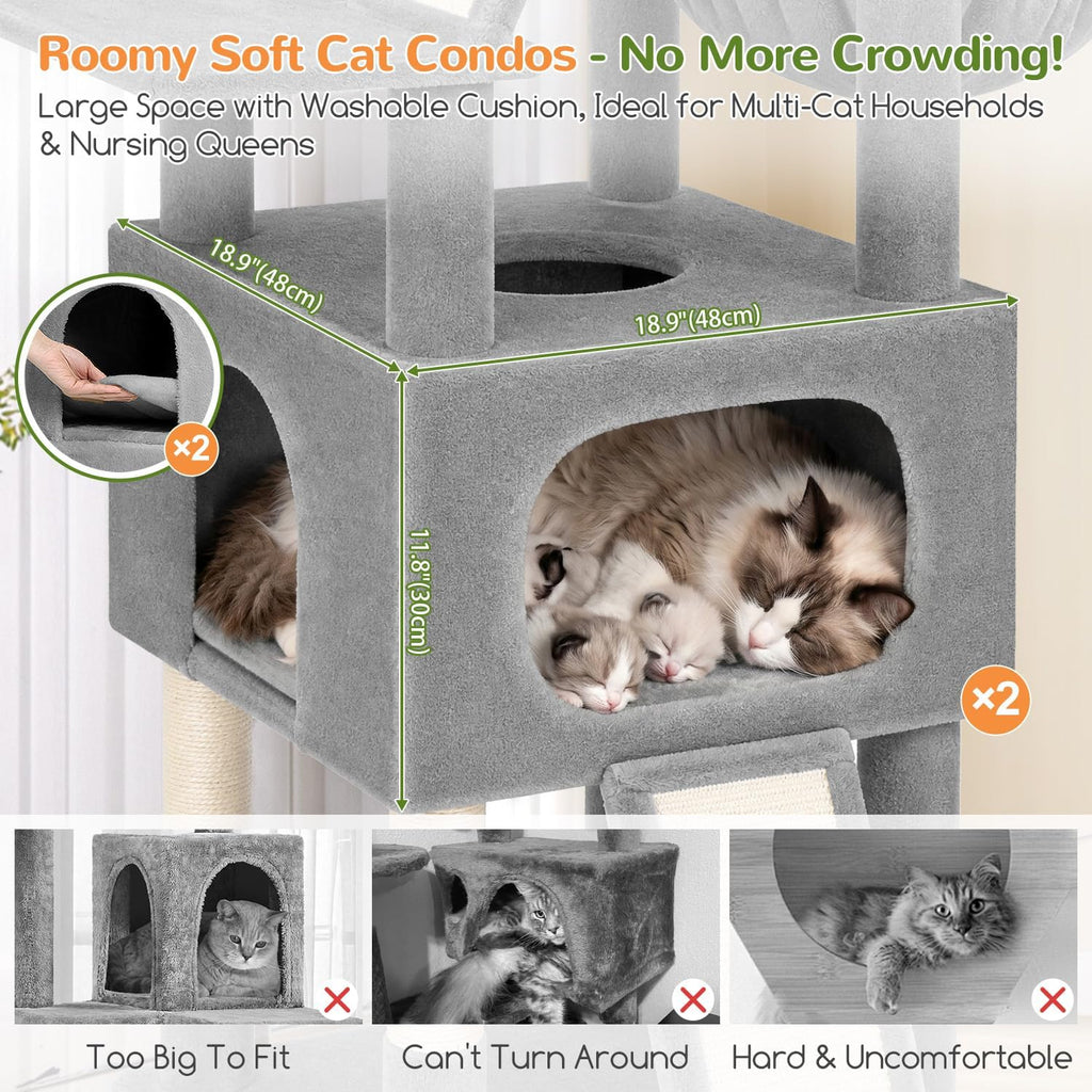 Globlazer Maine Coon Cat Tree for Indoor Large Adult Cats, S80H, Light Grey