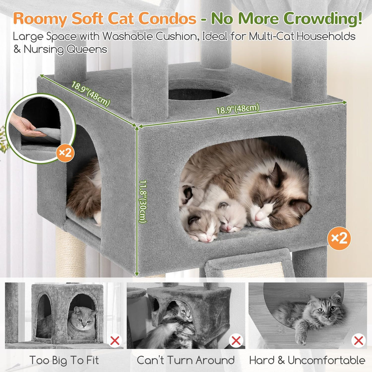 Globlazer Maine Coon Cat Tree for Indoor Large Adult Cats, S80H, Light Grey