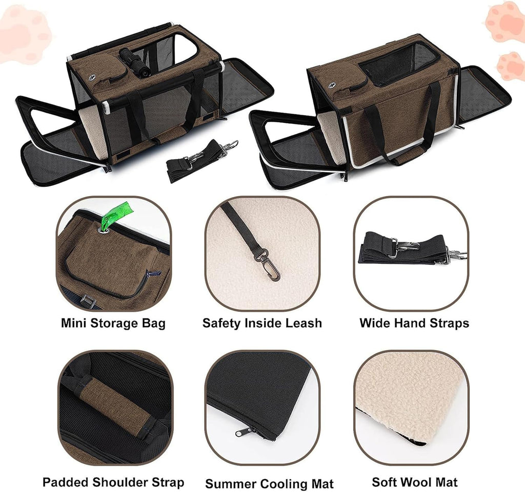 GAPZER Pet Carrier for Large Cat Soft-Sided Animal Traveling Bag up to 20lb
