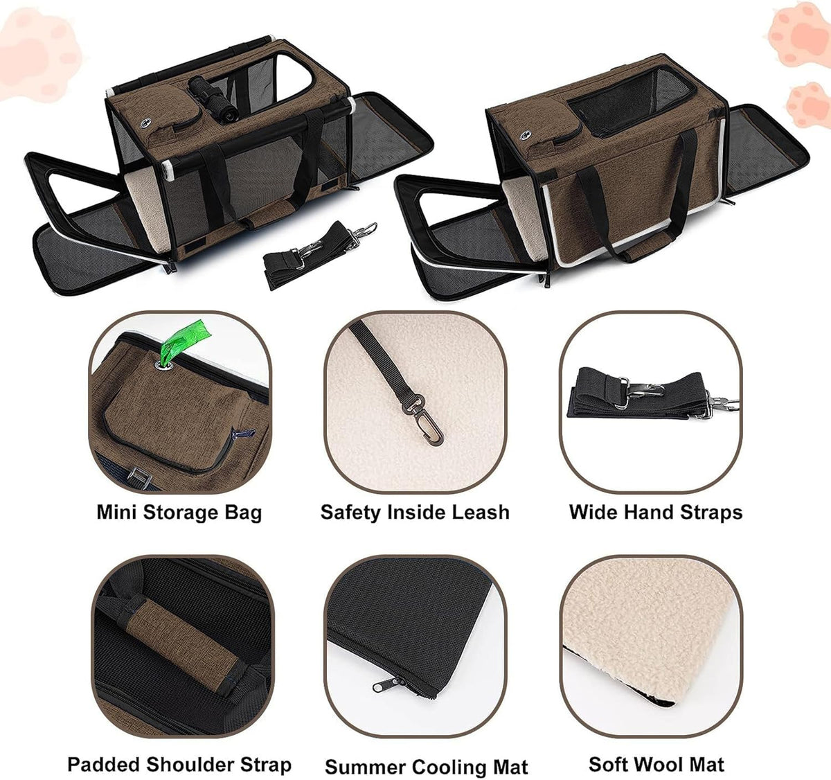 GAPZER Pet Carrier for Large Cat Soft-Sided Animal Traveling Bag up to 20lb