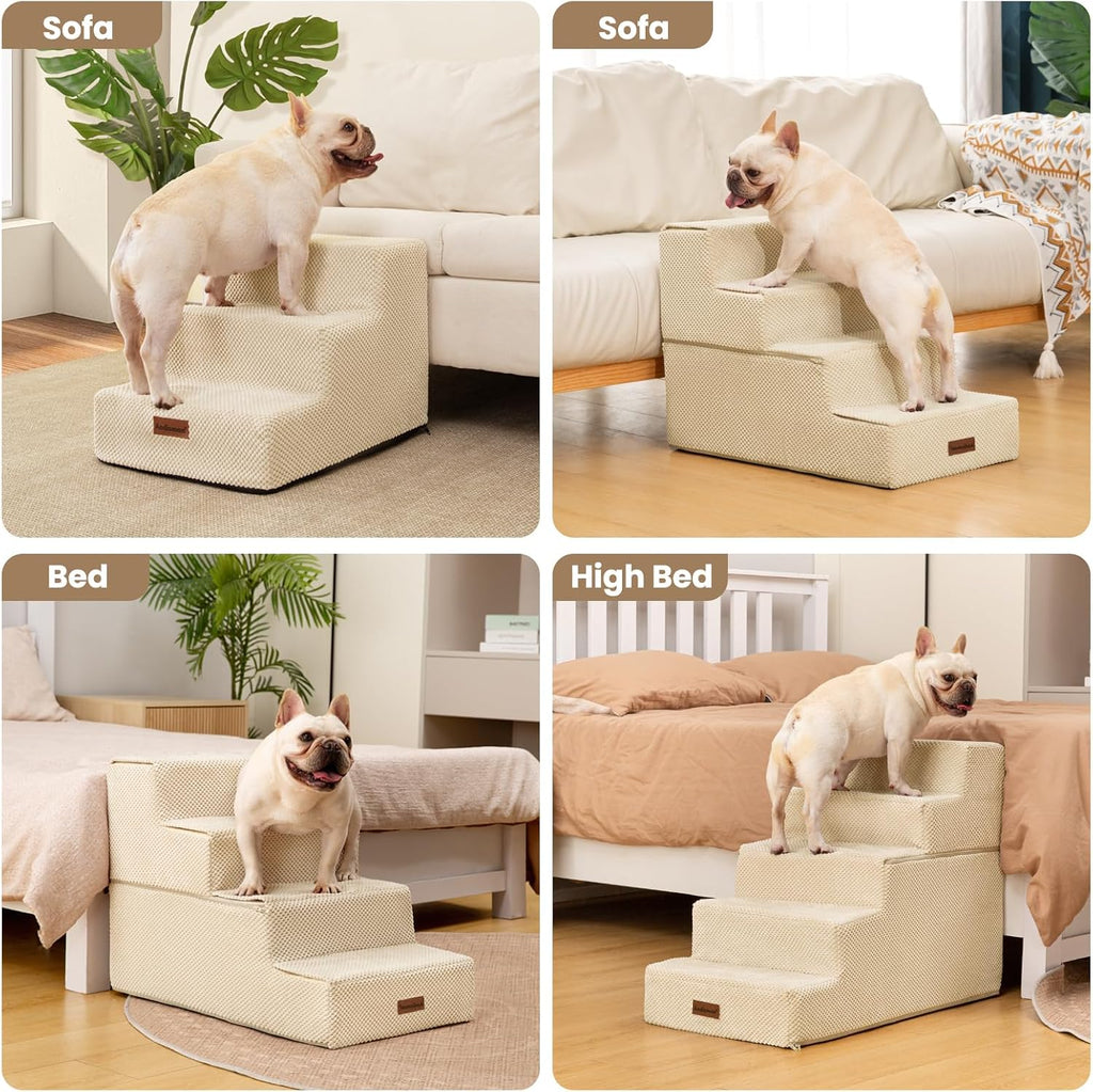 Aodisman Dog Steps for Bed & Couch,18.5" H 4-Step Pet Stairs for Small Dogs