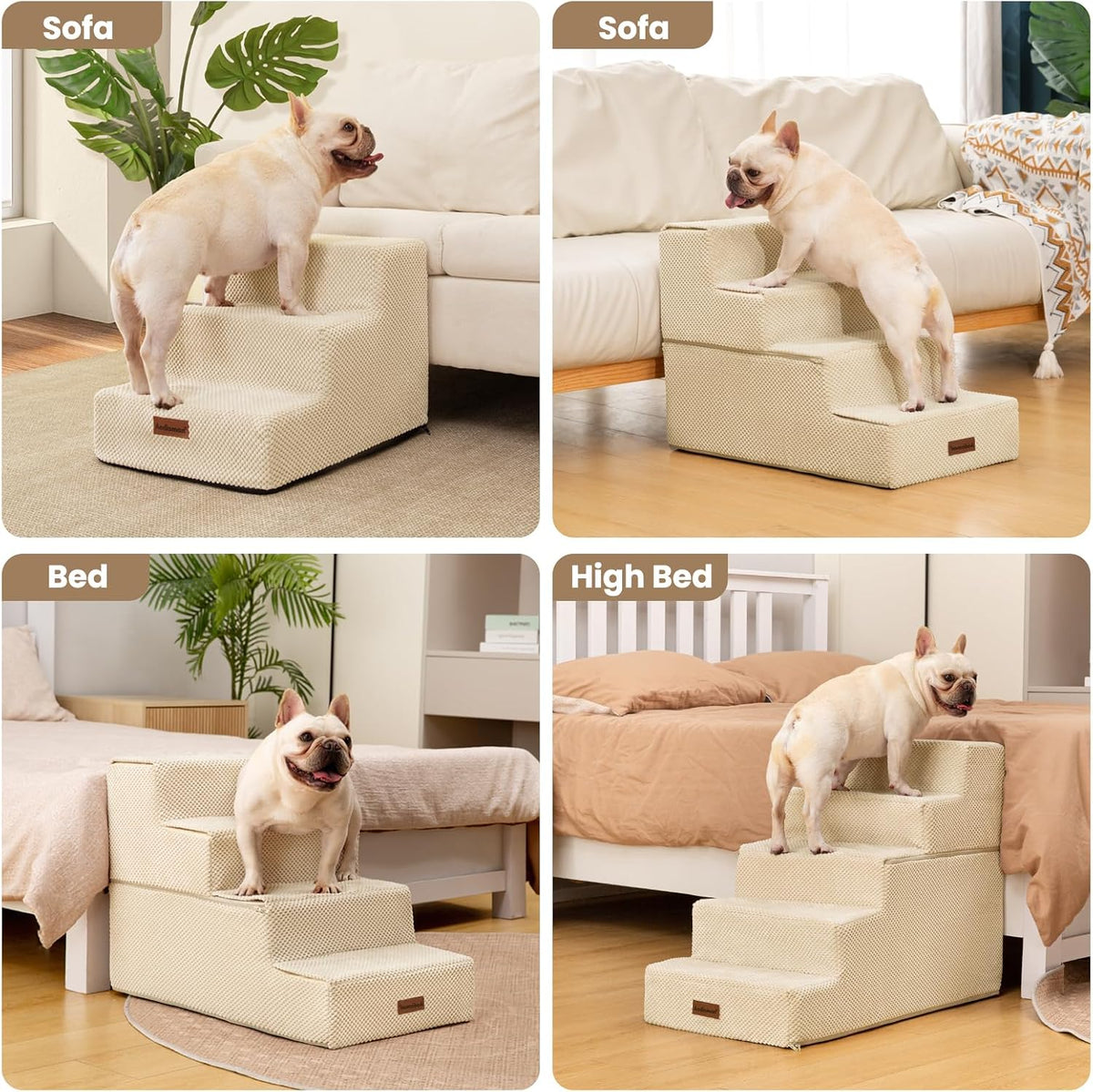 Aodisman Dog Steps for Bed & Couch,18.5" H 4-Step Pet Stairs for Small Dogs