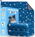 Fostanfly Washable Pee Pads for Dogs, Ultra-Absorbent, 2 Pack 36"x41" Blue | Leak-Proof, Waterproof, Non-Slip, Large Reusable Pee Pads for Puppy Potty Training, Crate and Playpen with 8 Tie Straps