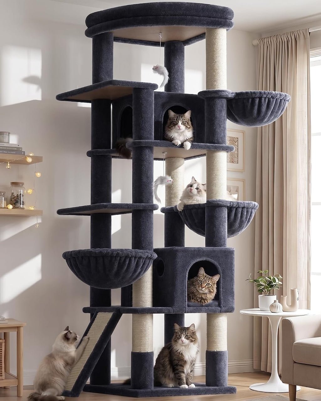Globlazer Extra Large Cat Tree for Indoor Multiple Cats, S78G, Dark Grey