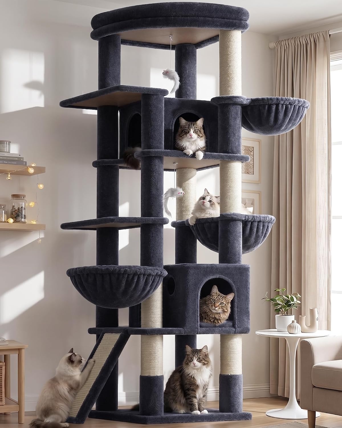 Globlazer Extra Large Cat Tree for Indoor Multiple Cats, S78G, Dark Grey