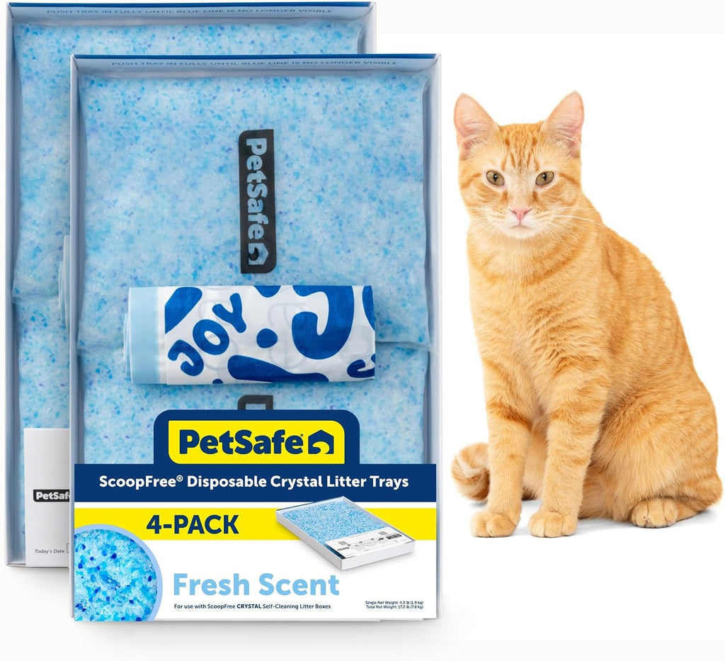 PetSafe ScoopFree Disposable Crystal Cat Litter Tray, Fresh Scent, 4-Pack