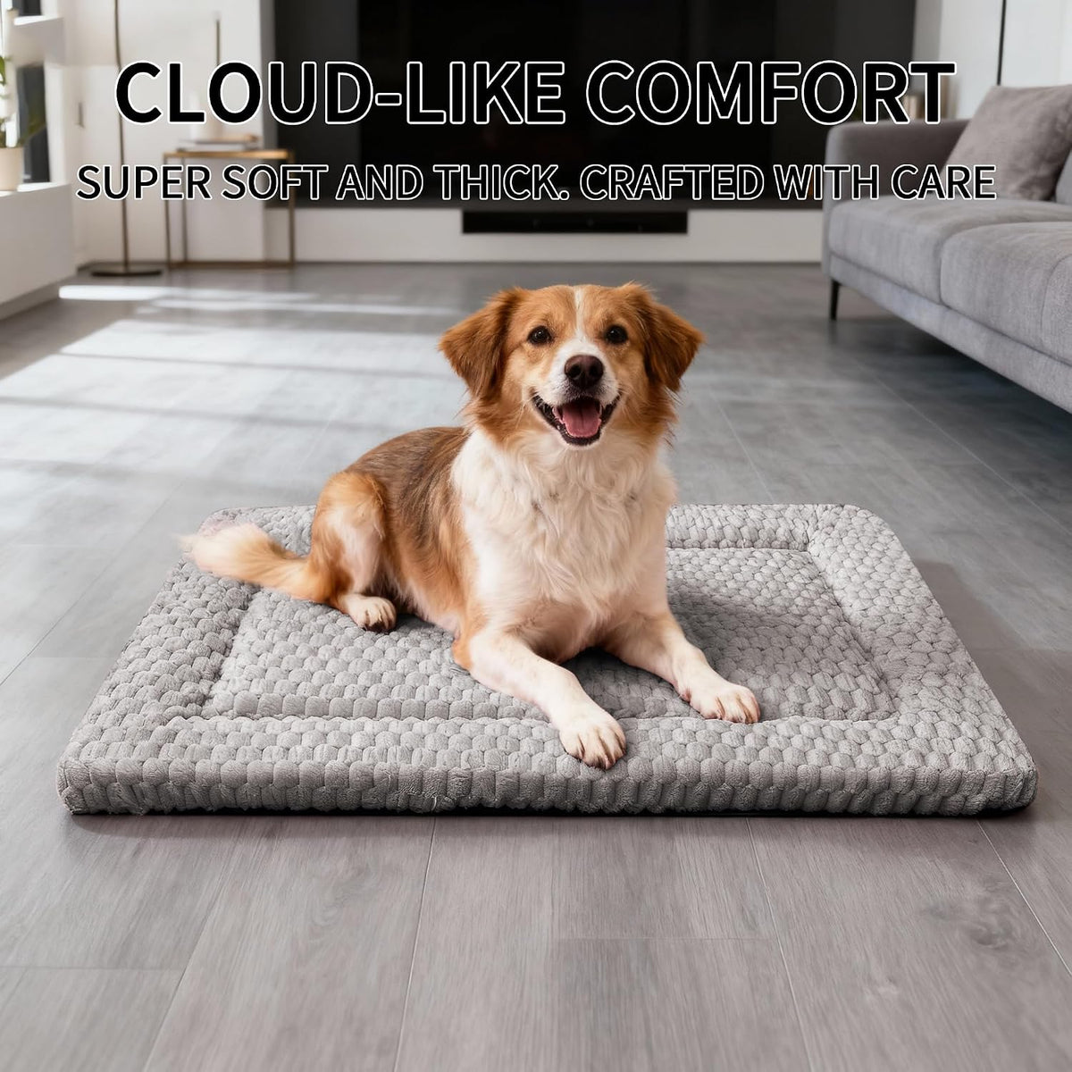 Dog Bed Mat - Dog Crate Pad - Reversible Mat for Pet Comfort - Soft Bed Crate Pads for All Seasons - Durable, Machine Washable Mat for Crates, Travel, and Home (Light Gray, 30" L*20" W*1.5" Th)