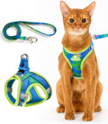 PetThem Upgraded Cat Harness and Leash Set - Step-in Escape Proof Adjustable Cat Harness, Comfortable Soft Lightweight, Reflective Harness for Walking, Travel, Camping (Hawaii Green, XS)