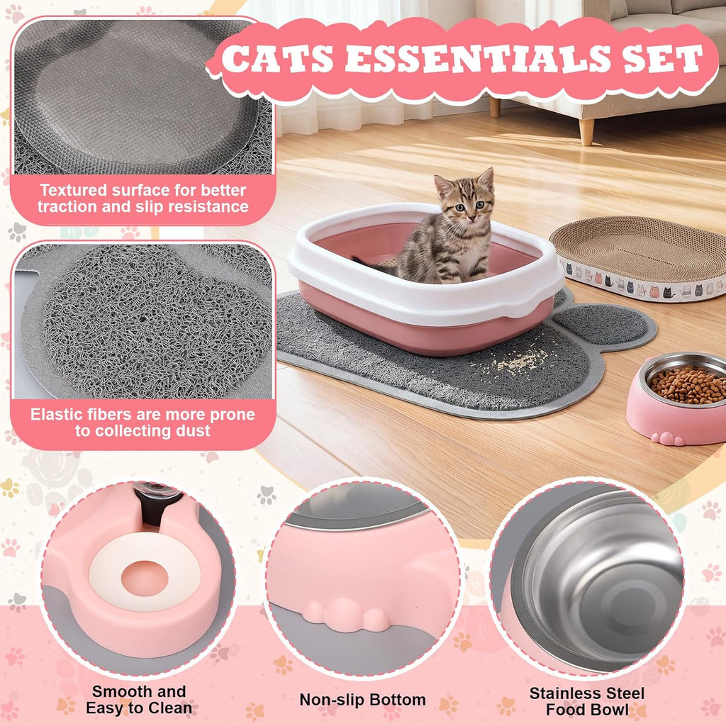 8 Pcs Kitten Supplies Starter Kit Cat Starter, Backpack, Pink